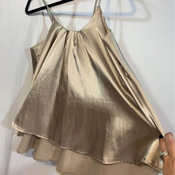 Satin swing top with embellishments. Champagne in colour. Adjustable straps. Siz - Picture 6 of 6